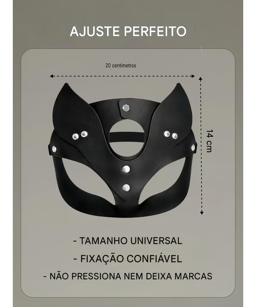 Máscara de Gatinha em Couro Sintético com Orelhas e Ajuste Regulável - Imagem 10