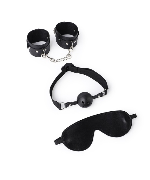 Kit Fetiche para Casal com Algemas Ajustáveis, Máscara para Olhos e Mordaça com Bola – 3 Peças - Imagem 4