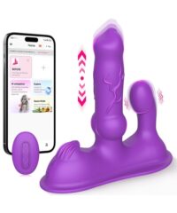 Vibrador com Movimento Vai e Vem, Estimulador Clitoriano e Controle por Aplicativo – 20 Modos de Funcionamento – Roxo