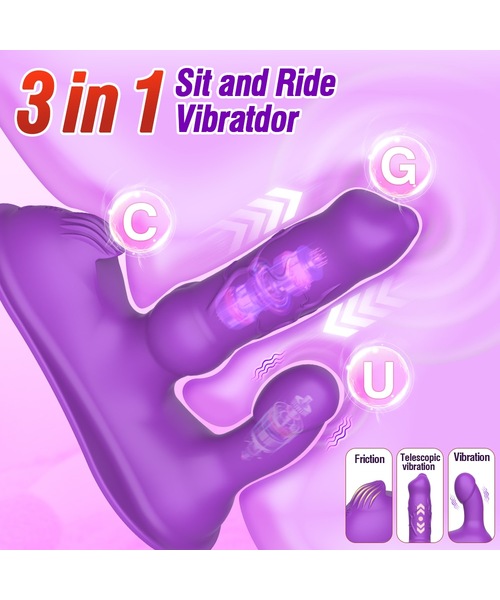 Vibrador com Movimento Vai e Vem, Estimulador Clitoriano e Controle por Aplicativo – 20 Modos de Funcionamento – Roxo - Imagem 5