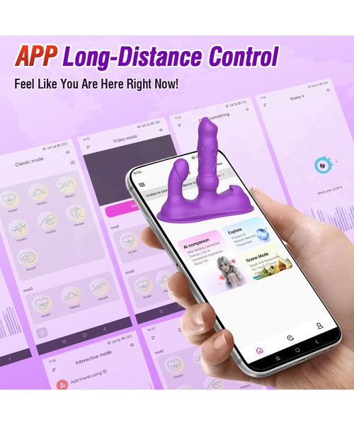Vibrador com Movimento Vai e Vem, Estimulador Clitoriano e Controle por Aplicativo – 20 Modos de Funcionamento – Roxo - Imagem 14
