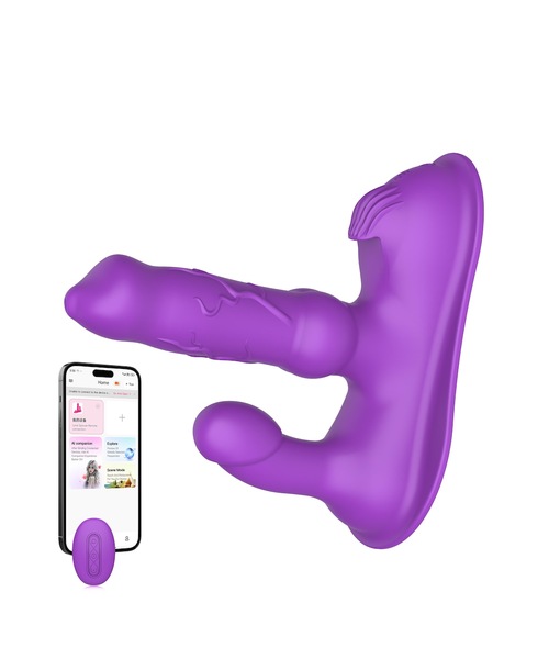 Vibrador com Movimento Vai e Vem, Estimulador Clitoriano e Controle por Aplicativo – 20 Modos de Funcionamento – Roxo - Imagem 22