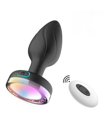 Plug Anal Luxo Vibratório com LED e Controle Remoto Sem Fio – 10 Modos de Vibração