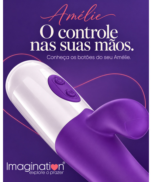 Vibrador Rabbit Amélie Imagination® Ponto G e Clitóris — 20 Modos, Dois Motores e Recarga USB — Roxo - Imagem 10